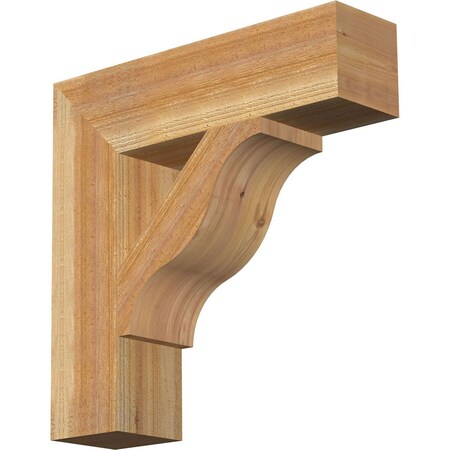 Ekena Millwork Funston Block Rough Sawn Bracket, Western Red Cedar, 6"W x 24"D x 24"H BKT06X24X24FST05RWR